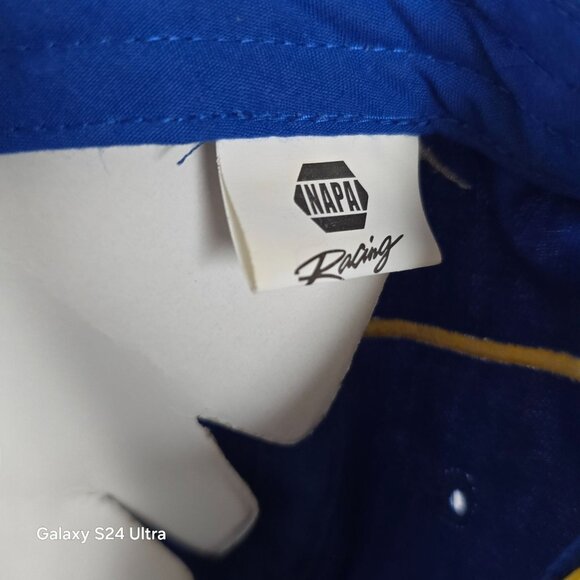 Vtg NAPA Racing Hat #55 Michael Waltrip Adjustable Strap Racing Cap Blue Yellow - Picture 8 of 10